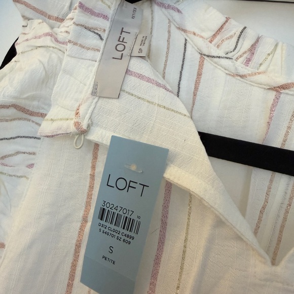 LOFT Multicolor Striped Ruffle Sleeve Blouse - Picture 3 of 3